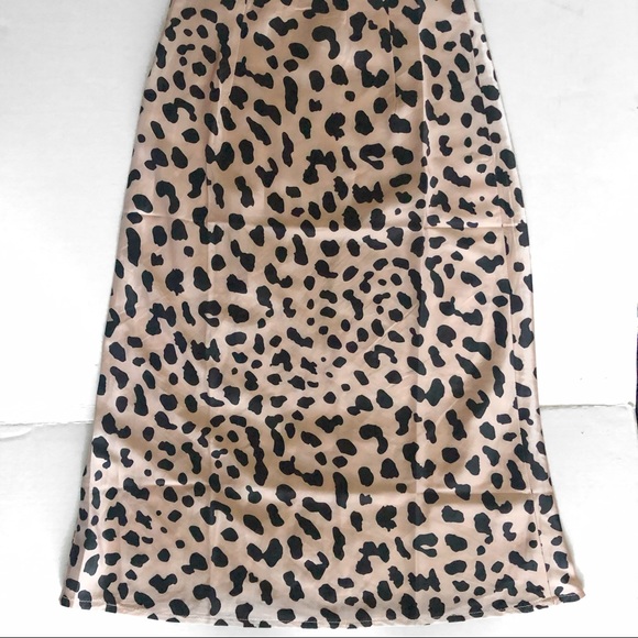 Princess Polly Nia Leopard Print Midi Slit Skirt 0 - Picture 6 of 8